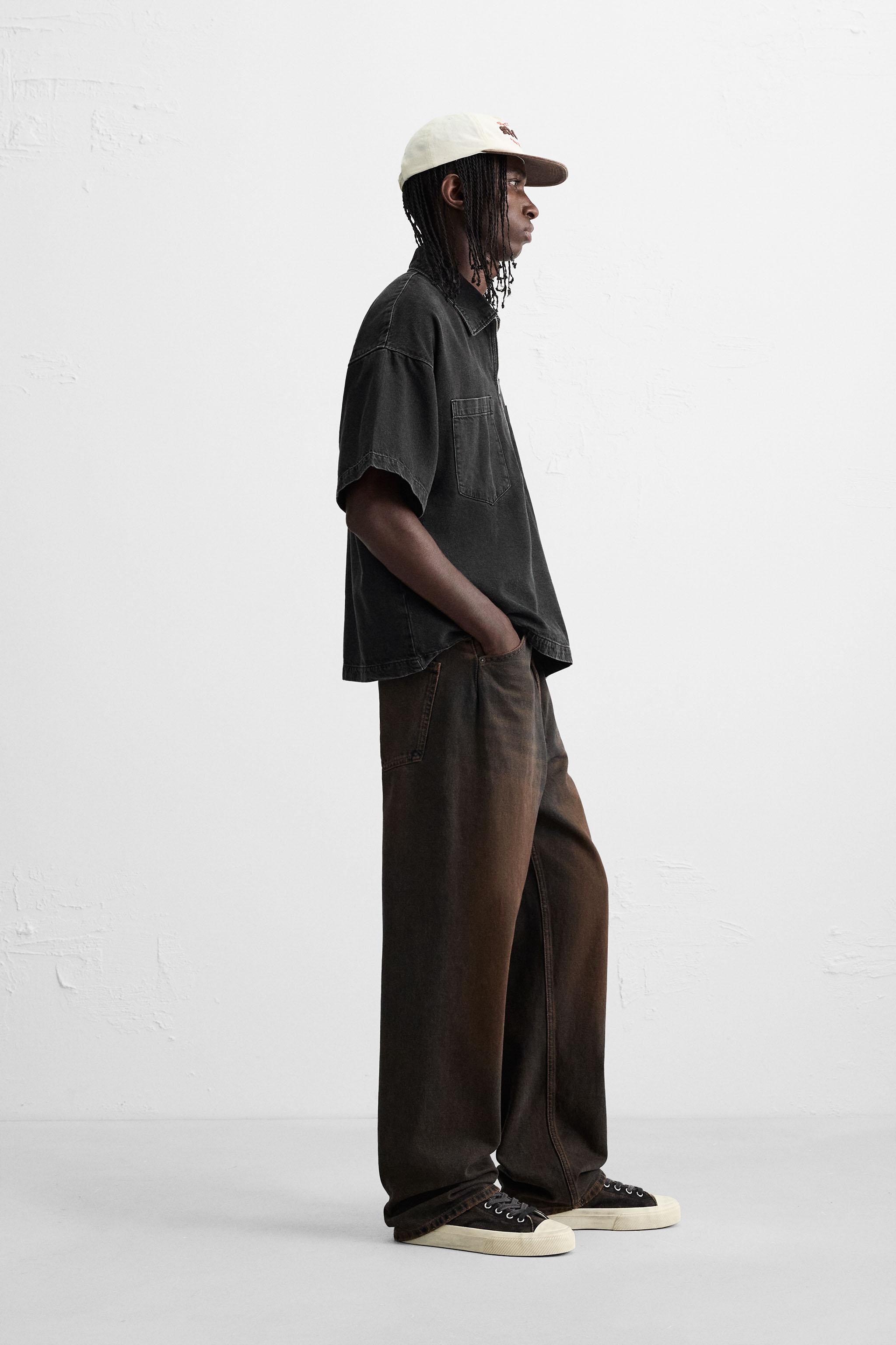 ZIPPER DENIM POLO SHIRT